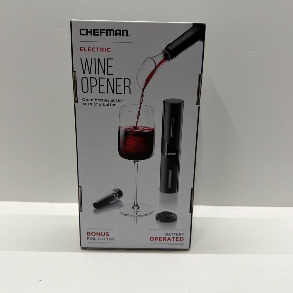 Chefman Electric Wine Opener 4 Piece Gift Set Matte Black RJ42-BP-Black NEW